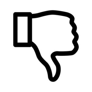 Thumbs down dislike line art icon for apps and websites