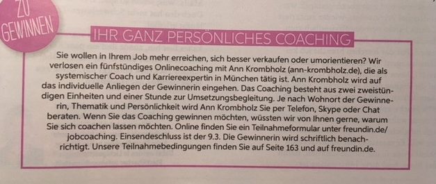 Wünschen Sie sich was… zum Beispiel, ein Coaching gewinnen